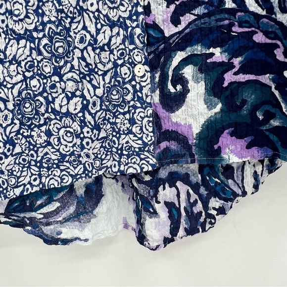 Habitat Stir It Up Shaped Shirt Multi Textured Crinkle Prints Florals Plaids S - Picture 8 of 10